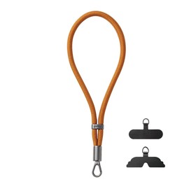 GOODAYY Wrist Strap Lanyard, Adjustable Elasticity Phone Wrist Strap with 1 Metal and 1 Nylon Patch, Universal Phone Lanyard for Outdoor Multifunctional Phone Accessories (Matte Grey Metal, Brown)