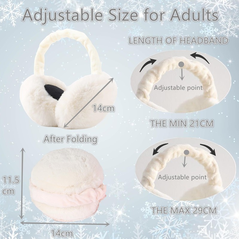 FSMILING Adjustable Winter Earmuffs Plush Ear Warmers Winter Earmuffs Ear