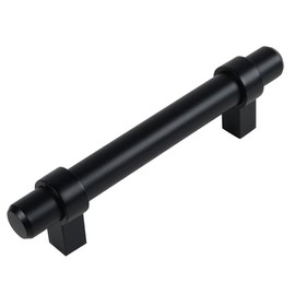 Cosmas 161-3FB Flat Black Euro Style Cabinet Bar Handle Pull - 3" Inch (76mm) Hole Centers