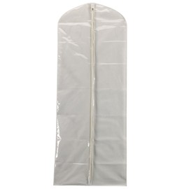 Household Essentials 311395 Hanging Garment Bag | Gown and Dress Protector | Natural Cotton Canvas with Clear Vinyl Cover