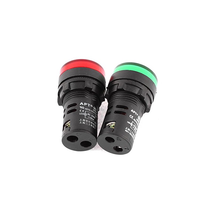 sourcingmap AC 220V Red Green Circuit LED Indicator Pilot Signal
