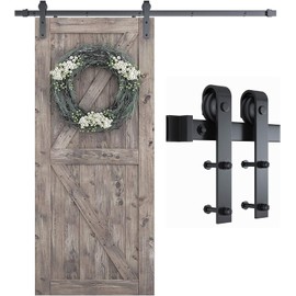 SMARTSTANDARD 6.8FT Barn Door Hardware Kit, Sliding Barn Door Track -Smoothly and Quietly -Easy to Install -includes Step-by-Step Installation Instruction Fit 40" Wide Door Panel (J Shape Hanger)