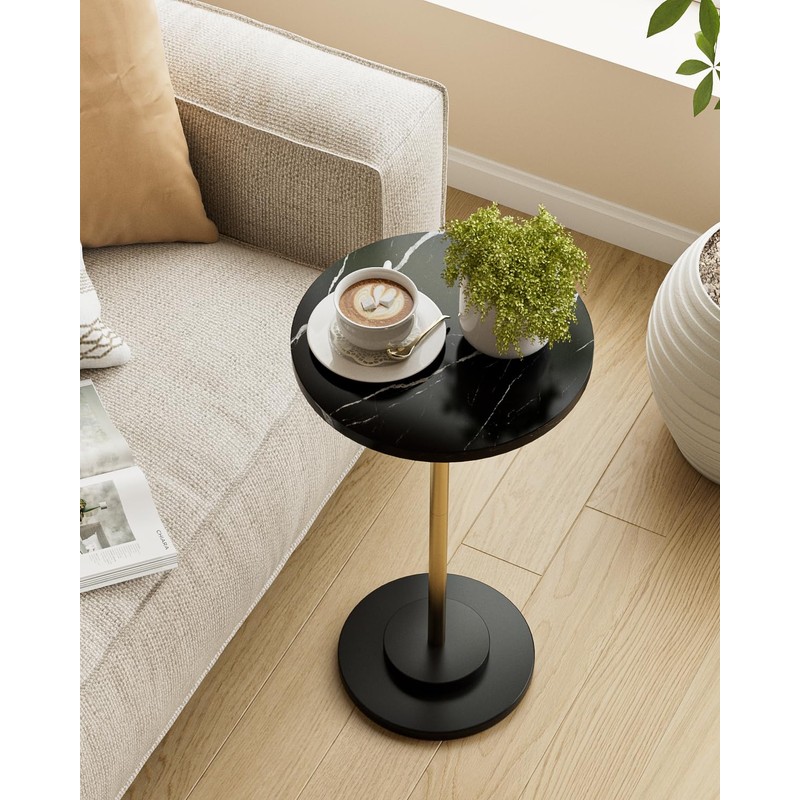 Round Side Table, Small Drink Table for Small Spaces, Modern