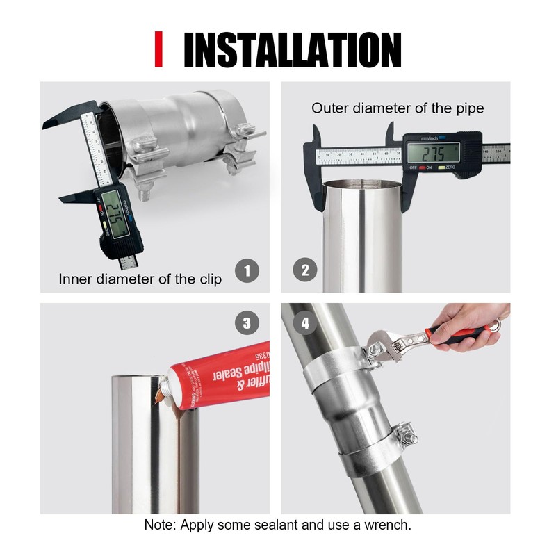 Peastorm 2.5 to 2.75 Inch Exhaust Adapter, 2.5" ID to