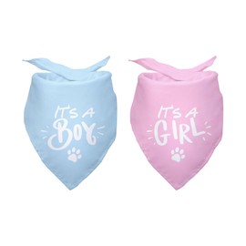It’s A Boy It's A Girl Gender Reveal Baby Announcement Dog Bandana Pregnancy Announcement Photo Prop Pet Scarf Decorations Accessories for Dog Lovers Pack of 2