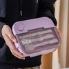 Fiambrera, Púrpura 1250ml 3 Compartimentos Microondas Box Para Niños Y