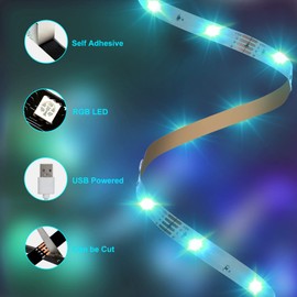 Hoobabuy LED TV Backlight, LED Strip 3 Metres, Suitable for 40-55 Inch TVs and PCs, App Control and Remote Control, RGB, 30 LEDs/m, USB Operation