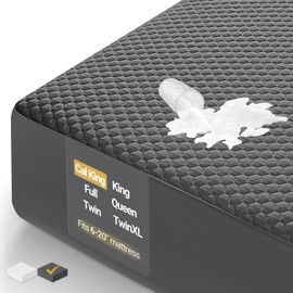Ohgeni 100% Waterproof Mattress Protector, California King-Gray, Fitted Sheet with Stretchable Pockets, Deep Sleep Noiseless Soft. Breathable Cooling Hypoallergenic Material, Mattresses Cover for Bed