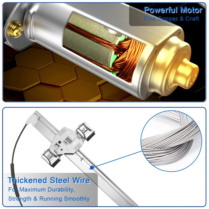 Obaee Rear Right Passenger Side Power Window Regulator with Motor