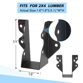 36 Pcs 2"x 4" Joist Hanger,Q235B Steel Face Mount Joist Hangers,Black Powder Coated Hurricane Ties for Rafter, Rafter Brackets for Floor, Deck and Ceiling Joists