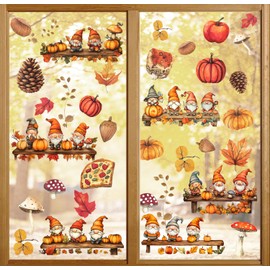 Fall Window Decals, Gnome Decals, Thanksgiving Window Decals, General Use, Fall Office Decorations, Fall Thanksgiving Harvest Party Window Stickers Home Window Decorations