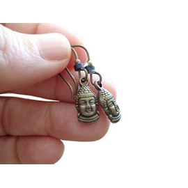 ★ HANDEFERTIGTE SCHWARZE KERAMIK & BRONZE BUDDHA ★ Ohrringe & selbsthergestellten handmade Haken