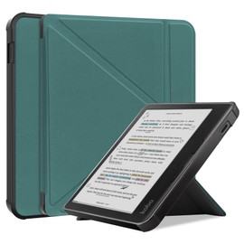Smart Case for Kobo Libra Colour 7 Inch, Ratesell The Thinnest and Lightest Leather Smart Origami Cover Case for for 7" Kobo Libra Colour (2024) / Kobo Libra 2 (2021) eReader Blackish Green
