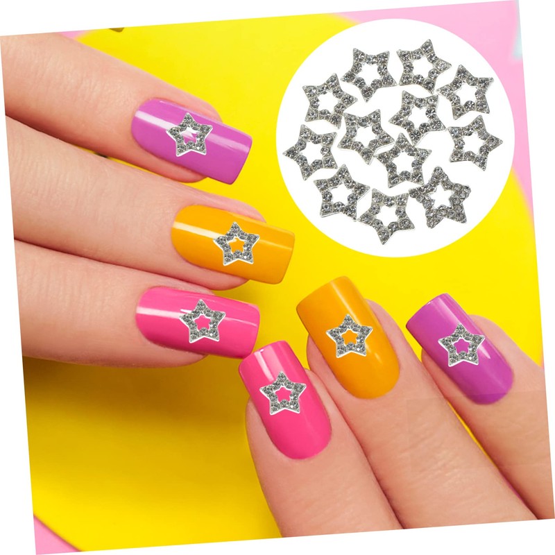 WOONEKY 12pcs Decorative Star Charms for Nail Art Rhinestone Nail