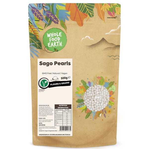 Wholefood Earth - Sago Pearls 500 g | GMO Free | Natural | Vegan