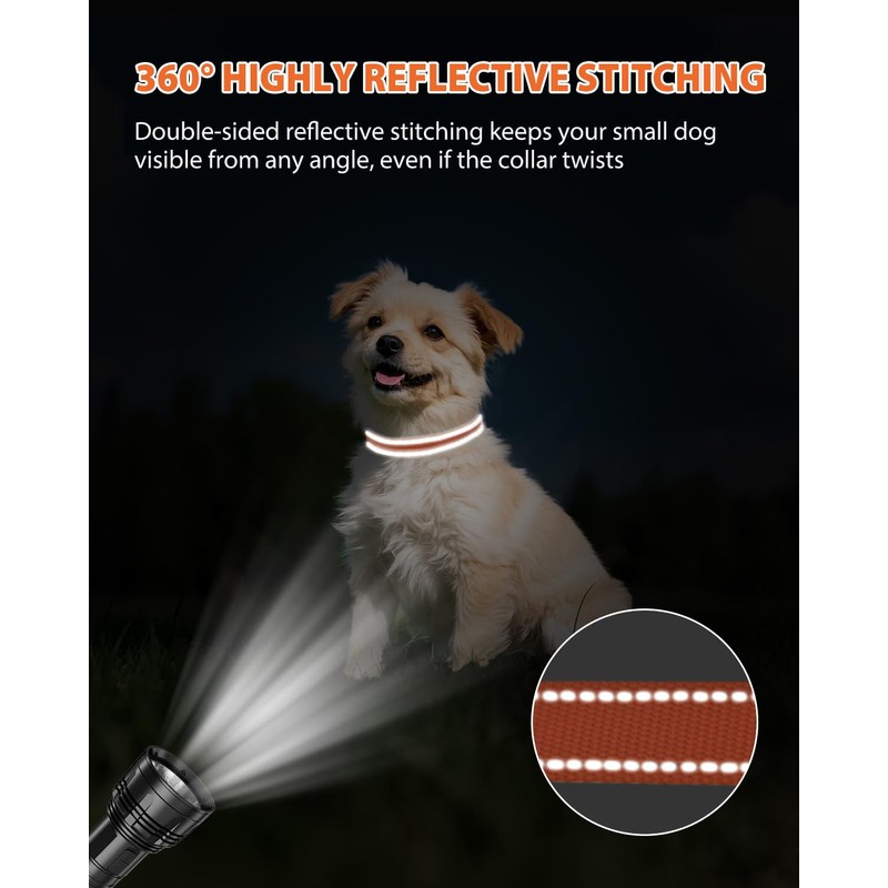 Joytale Small Dog Collar, Durable Double-Sided Reflective Nylon Collar for