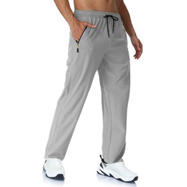 Rapoo Athletic Sweat Workout Sweatpants Track Hiking Pants for Men Pantalones De Hombre Jogger Jogging with Pockets Lightgrey 2XL