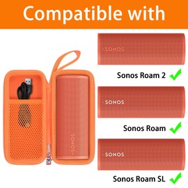 Khanka Hard Travel Case Replacement for Sonos Roam/Sonos Roam 2/Roam SL Portable Smart Bluetooth Speaker (Orange)