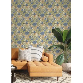 By Dylan M Bright Multi Moody June Blooms Peel and Stick Wallpaper, Blue