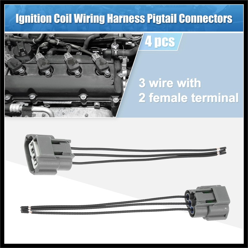 Hihaha 4pcs Ignition Coil Connectors Plug Wiring Harness Pigtail 3