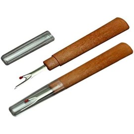 zickzacknaehmaschine Set of 2 seam rippers/hem ripper with high-quality stainless steel blade, sturdy plastic handle in wood look and closure cap