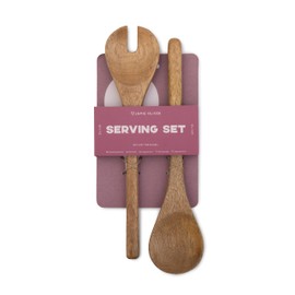 Jamie Oliver Big Love Serving Spoon Set, Made from Sustainable FSC Mango Wood, Wooden Utensils for Cooking, Salad Servers, Salad Tongs, Set of 2, 29x14x2CM