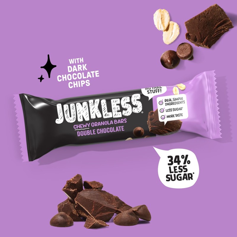 JUNKLESS Chewy Granola Bars Twin Pack - Chocolate Chip &
