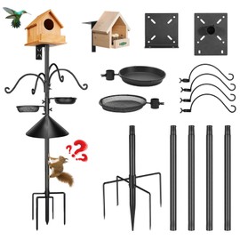 QURAS Smart Bird Feeder Pole with Squirrel Baffle for Proof, 78.5 Inch Bluebird House Pole Hummingbird Buddy Mounting Stand for Outdoors Heavy Duty (78.5 Inch Pole with Squirrel Baffle)