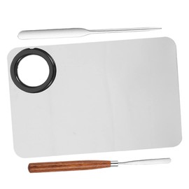 WOONEKY Foundation Palette with Mixing Tray and Spatula Stainless Steel Easy to Clean for Cosmetics