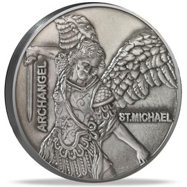 Saint Michael Patron Saint of Police Officers The Archangel Christian Challenge Coin Psalm 91:10-11 Bible Verses Pocket Token Military Gift (Single Coin)