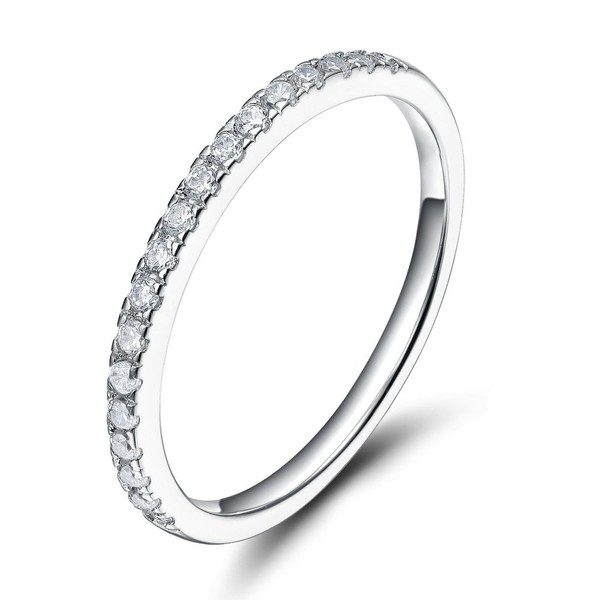 SOMEN TUNGSTEN 2mm 925 Sterling Silver Wedding Band Cubic Zirconia