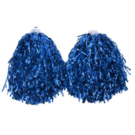 2PCS Cheerleading Pom Poms with Hard Handle Handheld Party Shakers for Dance School Sports Games Team Spirit Cheer Blue