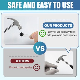 50 Pack Double Headed Picture Hanging Nails – Renter Friendly Push Pins with Hand Protector, Heavy Duty Wall Hooks for Drywall, Corkboard, Wall Decor