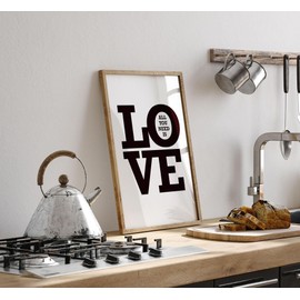 Lithobee - All You Need Is Love - Printed Wall Art Design in Sizes A2, A3 & A4 Framed in a Stylish Quality Coloured Frame or Unframed (A3 Black Abraded Frame)
