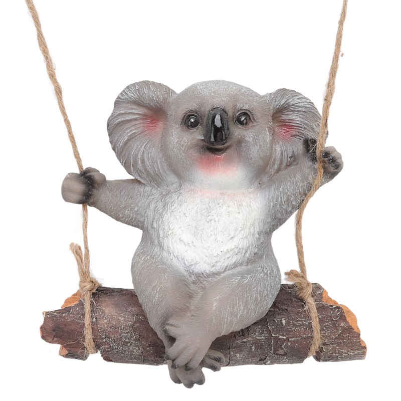 Swing Koala Sculpture Cartoon Synthetic Resin Animal Statues Decoration for