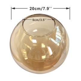 KCO Lighting Replacement Glass Globe Shade for Light Fixtures, Modern Lampshade Glass Accessories for Pendant Wall Sconces (Amber, 7.9 inches)