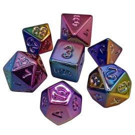 Gold and Silver Dice Set - Treasure DND Dice Set - Dungeons and Dragons Polyhedral - Dice for Dungeons and Dragons and Tabletop RPGs (Rainbow)