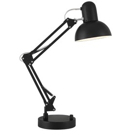 360 Lighting Wyatt 25" High Modern Desk Lamp with USB Charging Ports A+C Architect Adjustable Height Black Finish Metal Shade Home Office Living Room Bedroom Bedside Nightstand House