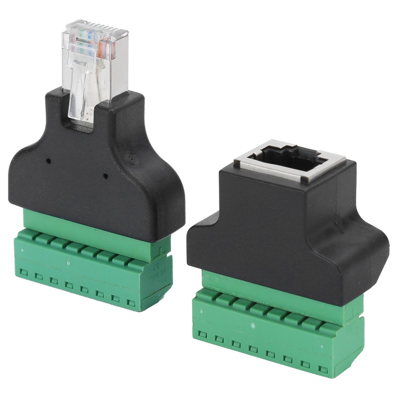 2pcs RJ45 Female Male to Screw Terminal 8 Pin CCTV