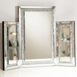 YACSNBF 3 Way Mirror Vanity Trifold Makeup Mirror, 3 Side Tabletop Mirror for Braiding Self Cutting Hair, Large Silvery Mirrors Wall Mounted Decoration, Makeup 360° Way