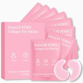 Instalift PDRN & Collagen Eye Patches, Under Eye Patches for Puffy Eyes and Dark Circles & Fine Lines, with Niacinamide, Hydrolyzed Collagen, Deeply Hydrating Anti-Wrinkle Eye Mask (8Pairs)
