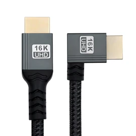 Right Angled 16K 8K UHD HDMI 2.2 Version 96Gbps Cable 2M Type-A Male to HDMI Male HDTV 90 Degree for HDTV Desktop Laptop Monitor