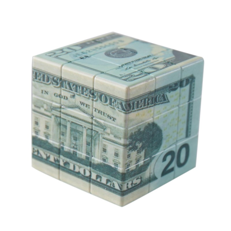 Speed Cube 3x3 Ten-Dollar Notes/Bill Back Pattern Magic Cube Puzzle,IQ