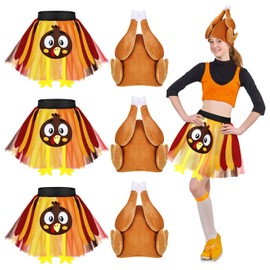 Maiteenly 6 Pcs Thanksgiving Turkey Costumes Set for Women Include 3 Turkey Hats and 3 Thanksgiving Tutus(Cute)