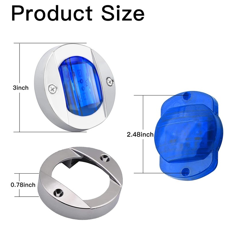 ALFU 4Pcs 12V Blue LED Boat Navigation & Courtesy Lights
