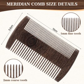 HonGien Wooden Beard Comb Anti Static Moustache Pocket Comb with Fine & Coarse Teeth for Beard Grooming