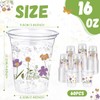 Hushee 60 Pcs Flower Spring Summer Disposable Cups 16 oz