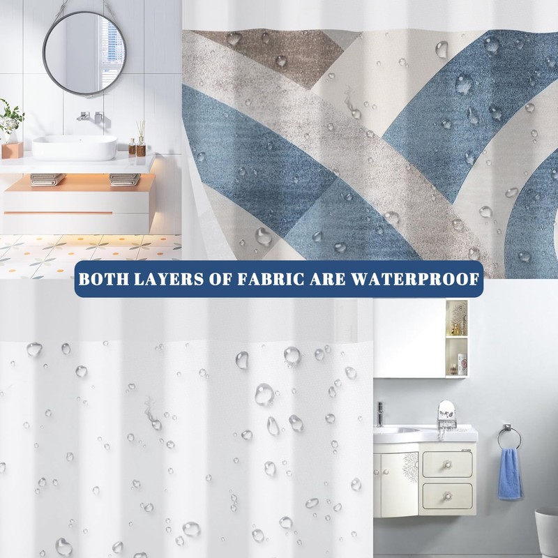 NAEMBCU No Hook Shower Curtain with Snap in Liner Set,