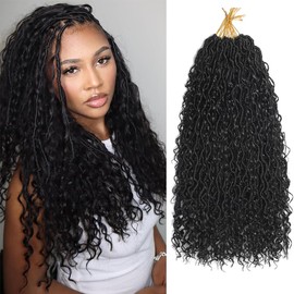 Boho Goddess Locs Crochet Hair 24 Inch Pre-looped Faux Locs with Curly Ends 8 Packs Bohemian Crochet Hair for Black Women(24 Inch, 1B)
