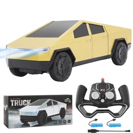 Remote Control Pickup Truck, 1/24 Scale Racing Car Model, Rechargeable Battery & Light and Loadspace, for Adults and Boys (Gold)
